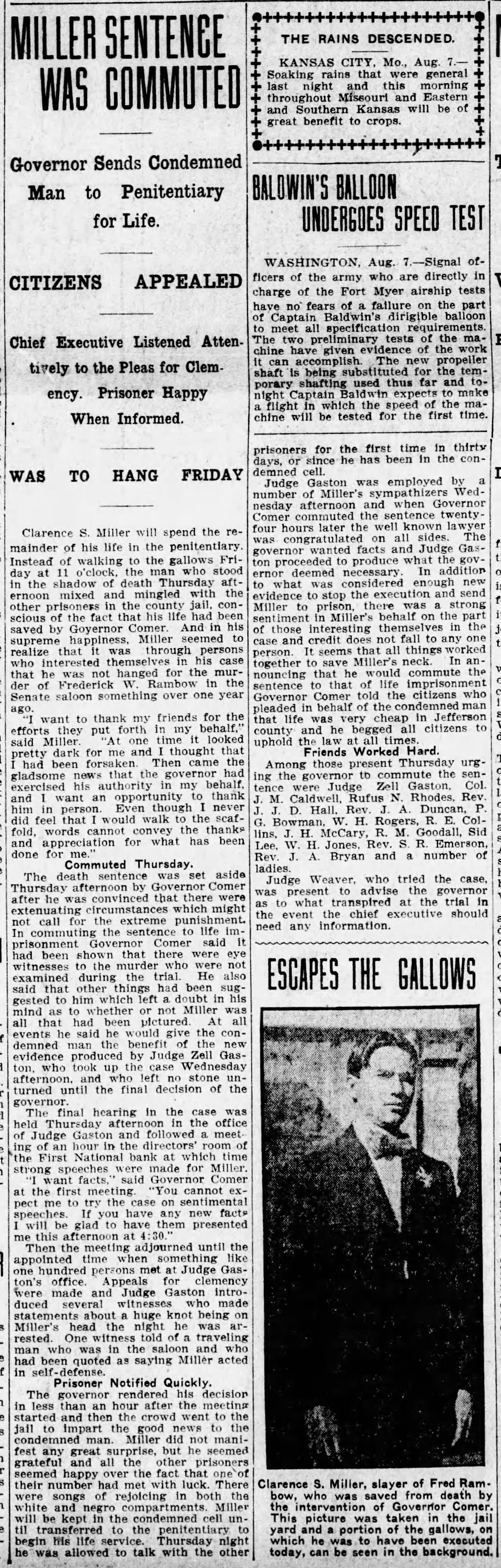 Miller Sentence Was Commuted